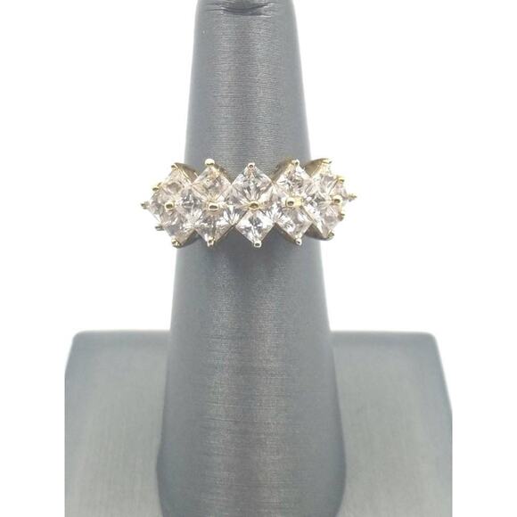 Vintage Simulated Diamond Ring - Gold Overlay - Vintage Deco Jewelry - Picture 1 of 5